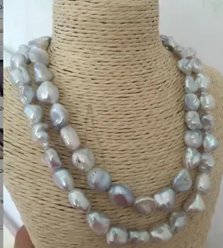 

11-12mm south sea silver grey baroque pearl necklace 38"