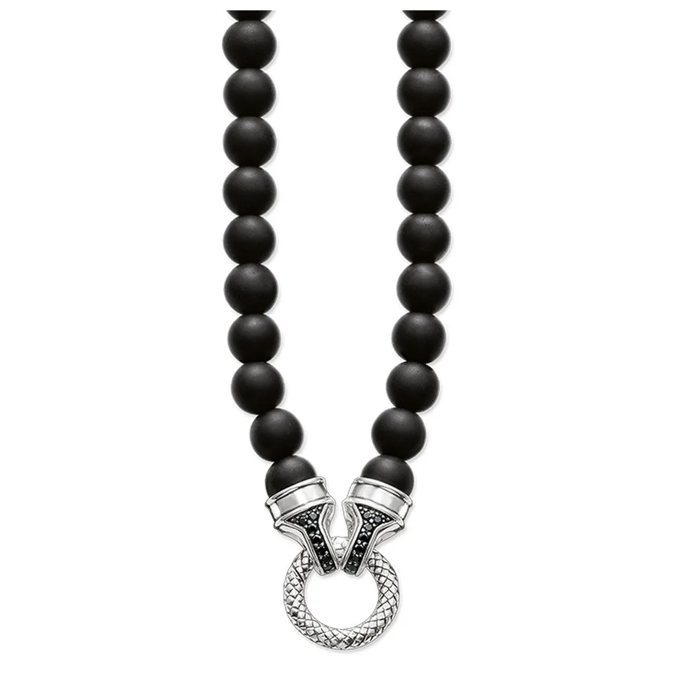 

10mm Obsidian Beads Necklace Carrier For Men Boy,2019 Spring New 925 Sterling Silver Rebel Fashion Jewelry Gift Heart Bijoux