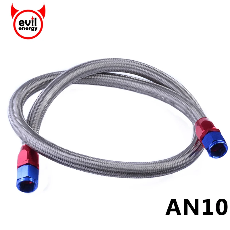 evil energy AN10 Nylon Stainless Braided Oil Fuel Line Hose 1.2M With