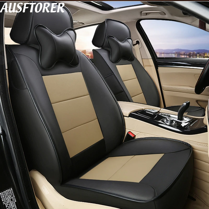 AUSFTORER Custom Cowhide Car Seat Covers for Jeep Compass Seat Cover