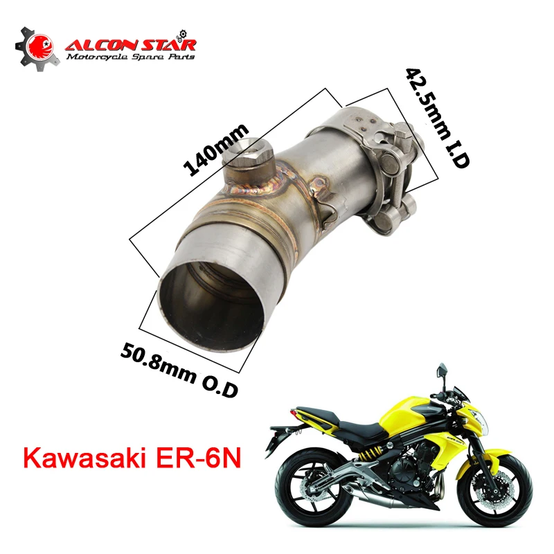 

Alconstar- Middle Connect for Kawasaki ER6N Motorcycle Exhaust Pipe Muffler Escape Connecting Pipe Front Link Pipe Moto