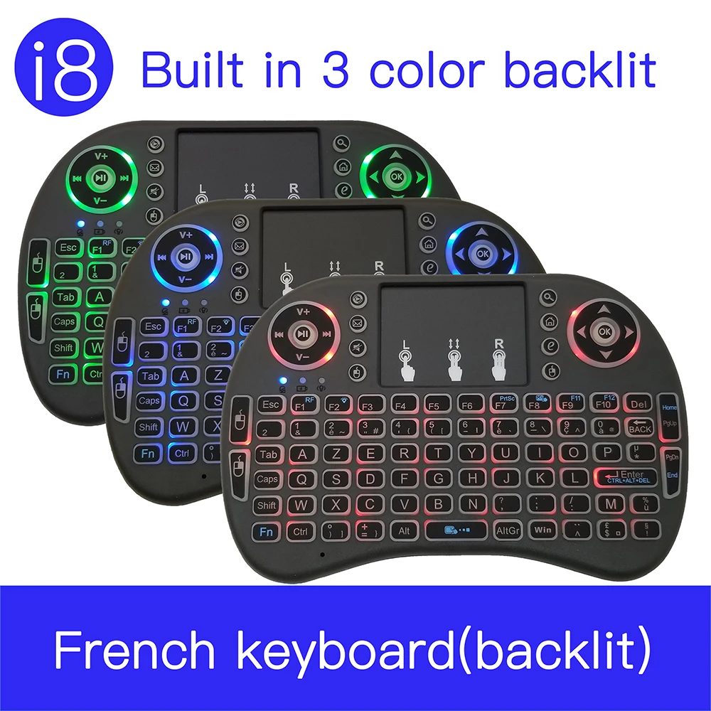 i8, французская версия, 2,4 ГГц, клавир, франсаис, i8, беспроводная клавиатура, Air mouse, тачпад, ручной, для Android, ТВ-приставка, мини-ПК