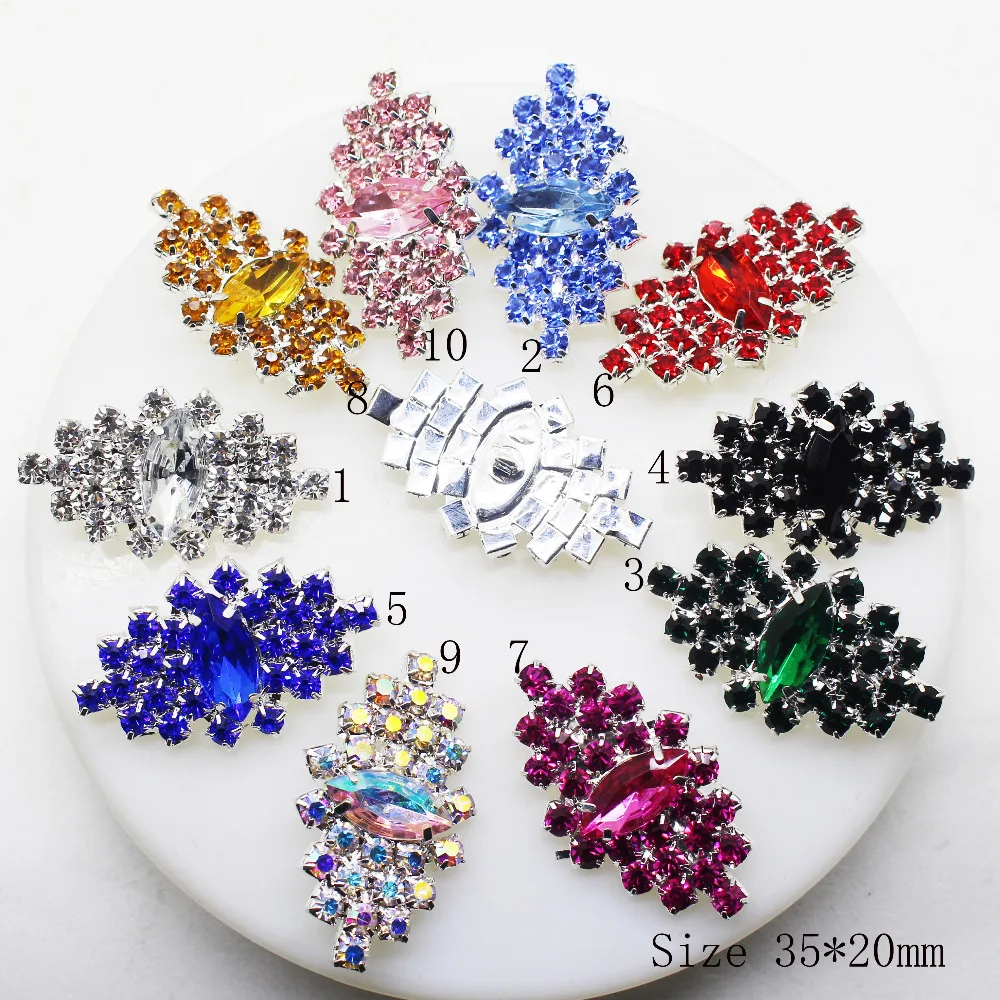 5PCS/lot 35MM*20MM Mix Color Rhinestone Buttons Acrylic crystal buttons ...