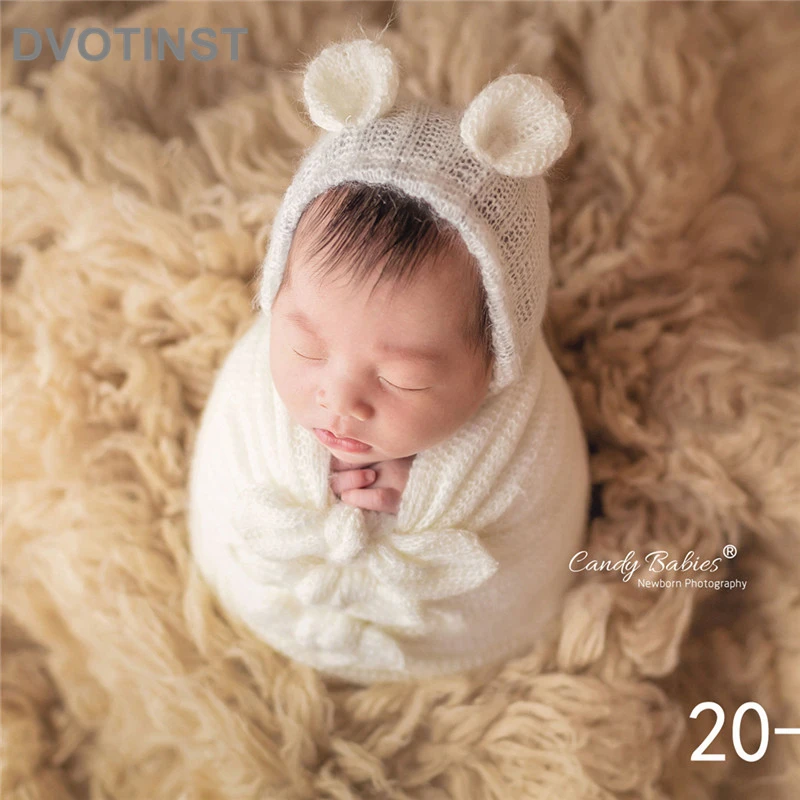  Dvotinst Newborn Photography Props Soft Baby Posing Bonnet Sleeping Bag Pillow Wraps Background Bla