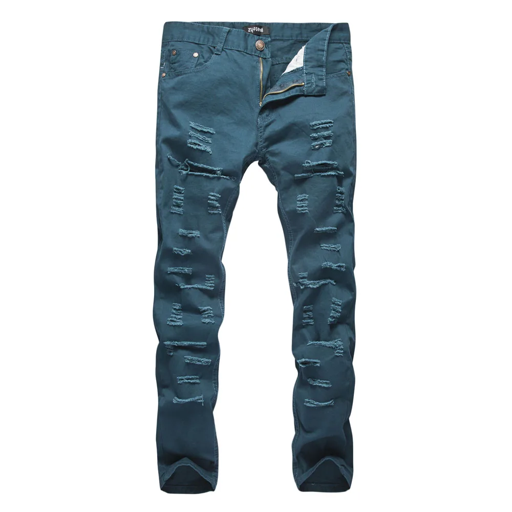 2018 Новый Рваные джинсы Для мужчин с отверстиями узкие известный дизайнер марки Slim Fit уничтожено Torn Жан Брюки для девочек для мужской