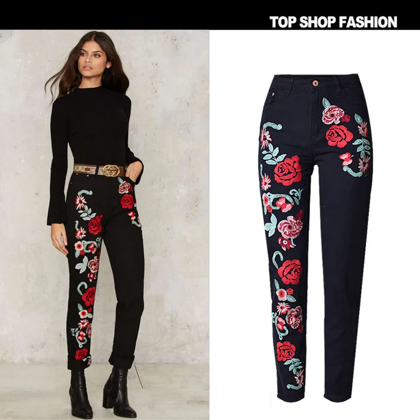 2017New Fashion Spring Personalized Color Stereo Embroidery Ladies Rose