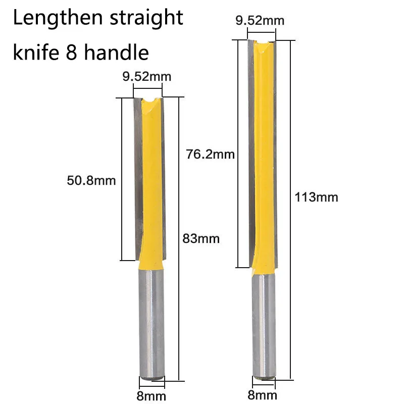 

1 Pcs Alloy Slotting Cutter Router Bit 1/2" Dia. X 3" Length - 8" Shank Woodworking Cutter Wood Cutting Tool Woodworking cutter