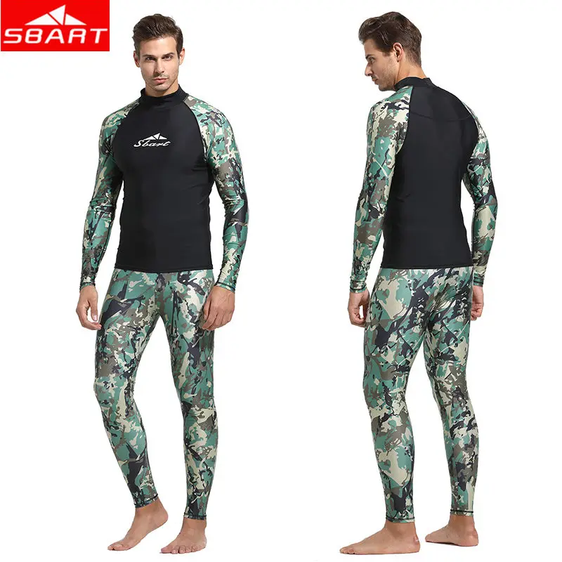 SBART التمويه رجل Rashguard قميص بانت طويلة الأكمام المضادة للأشعة فوق البنفسجية السباحة تصفح ملابس السباحة زائد 3XL إركب الرياح ثوب السباحة