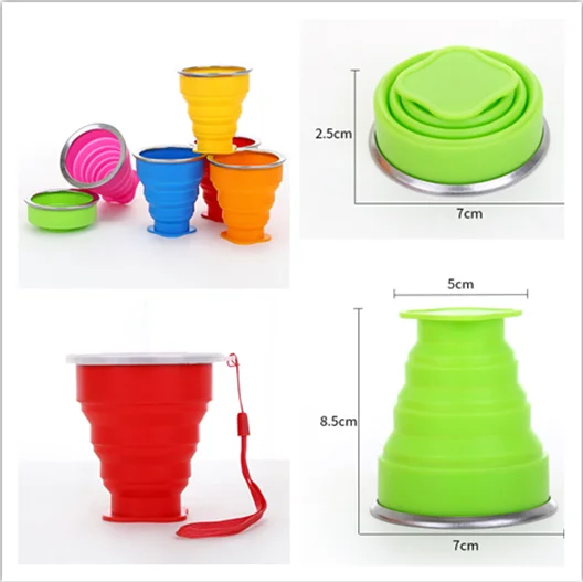 

6 Colors Hot Fashion New Portable Travel Cup Silicone Retractable Folding Mini Cup Telescopic Collapsible Outdoor Travel Camping
