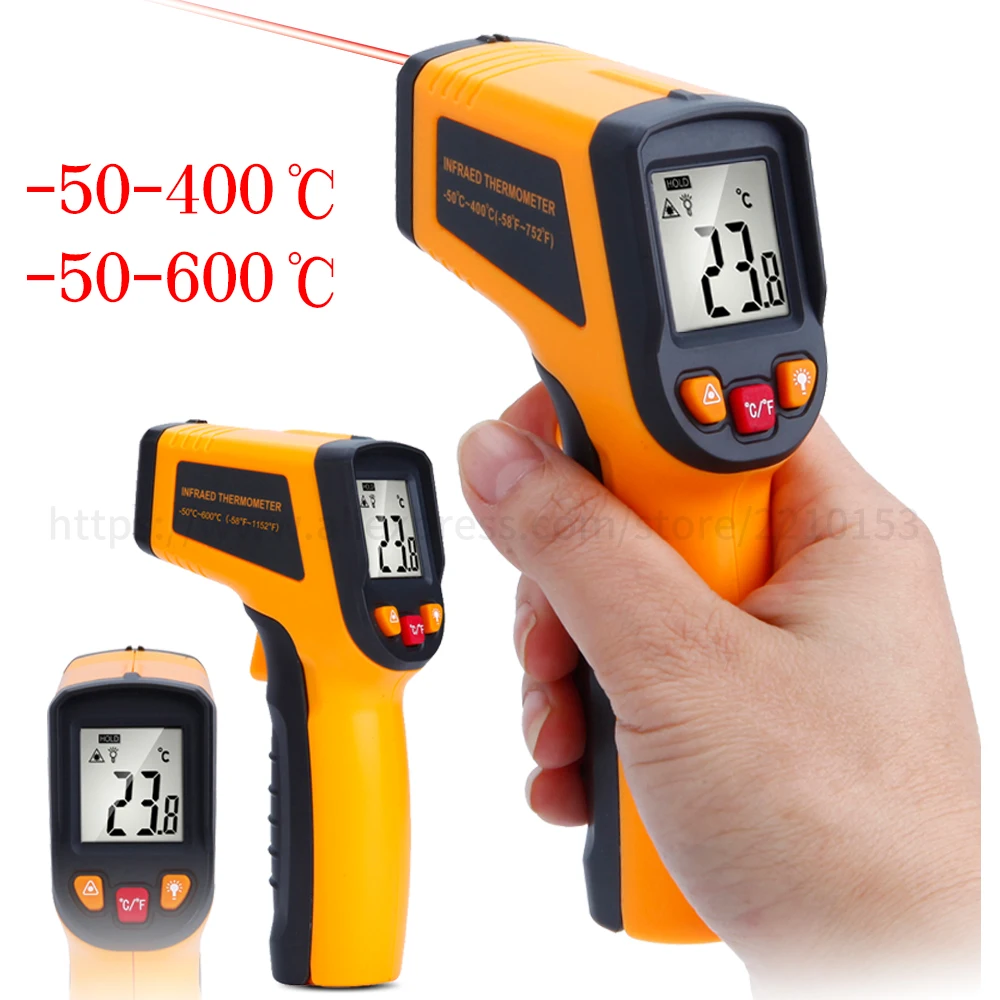 

Handheld Digital Non Contact Infrared Thermometer -50-400/600 degree Celsius Laser LCD Display IR Infrared Measurement Gun