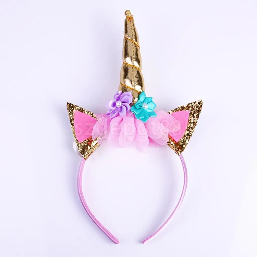 Children Kids Unicorn Horn Cat Ear Hair Hoop Xmas Birthday Party Headband Magic Decor