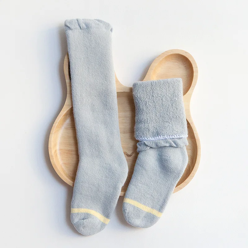 Зимние носки для малышей теплые толстые махровые Хлопковые гольфы для малышей, Bebe, гольфы для малышей осенние гетры для новорожденных - Цвет: H