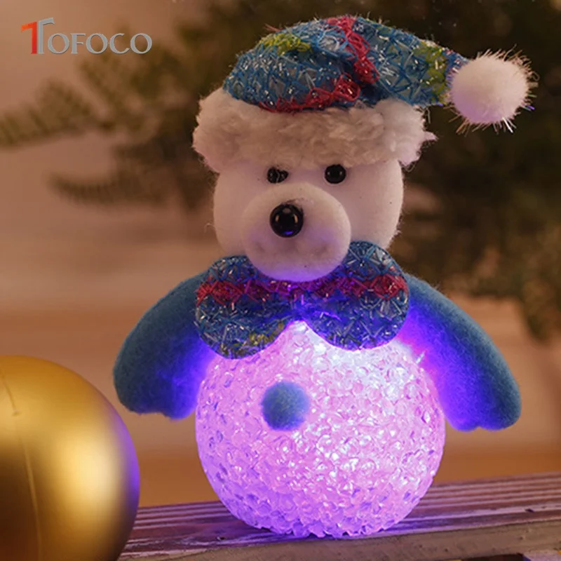 

TOFOCO Resin Colorful Led Ligth Glowing Santa Claus Snowman Night Light Pendant Children Christmas Gifts Flash Toys Novelty