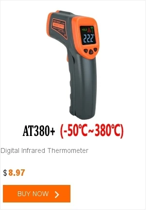 Ручной AT800+ цифровой инфракрасный термометр-50~ 800 C Красный лазерный Бесконтактный ИК Регулируемый излучательный пистолет точечный цветной ЖК-дисплей