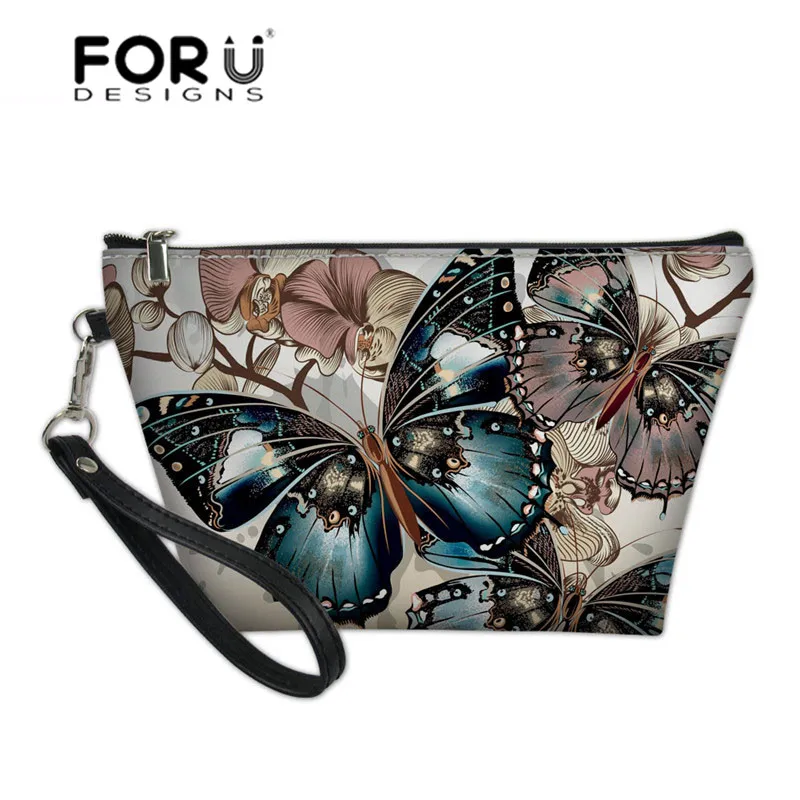 

FORUDESIGNS Cosmetic Cases Women Butterfly 3D Printing Toiletry Wash Kit Bags for Make Up Ladies Portable Travel Necessity Bolsa