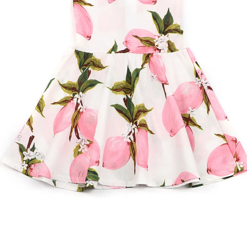 New Brand Summer Girls Cotton Dresses Lemon Pattern Fly Sleeve Baby Girl Dress Children Soft Sundress Kids Clothes (10)