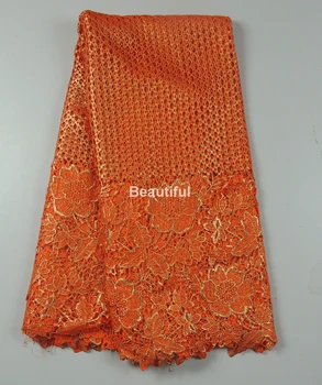 

5yards classic bronzed orange African cord guipure lace fabric material plaid mesh net lace clothing for sewing dress available