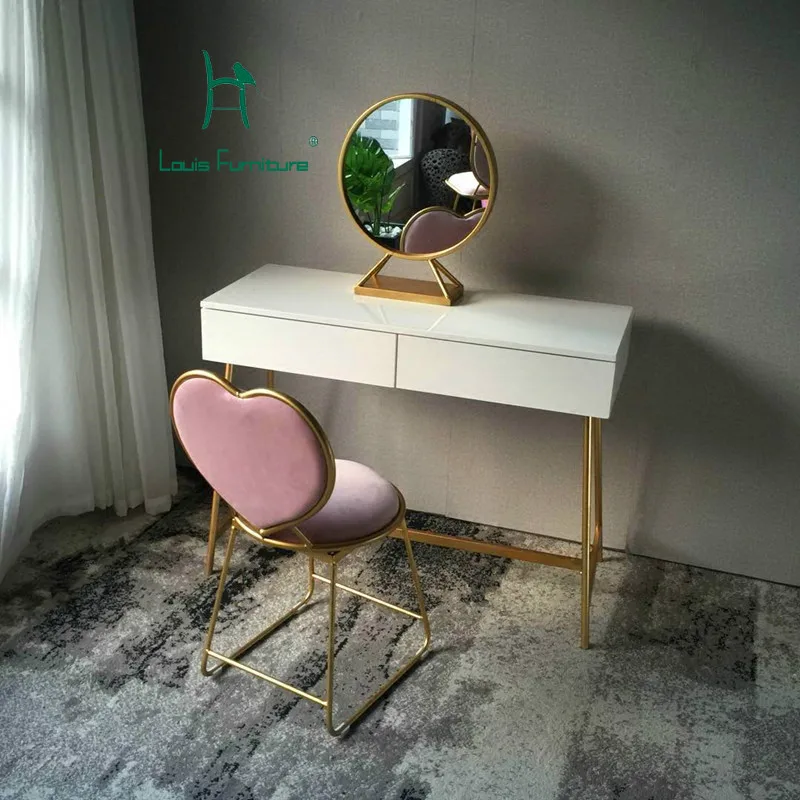 

Louis Fashion Dresser Set Including a Chair,Table,Mirror Nordic Modern Simple Mini Dresser Simple Bedroom Economic Make-up Table