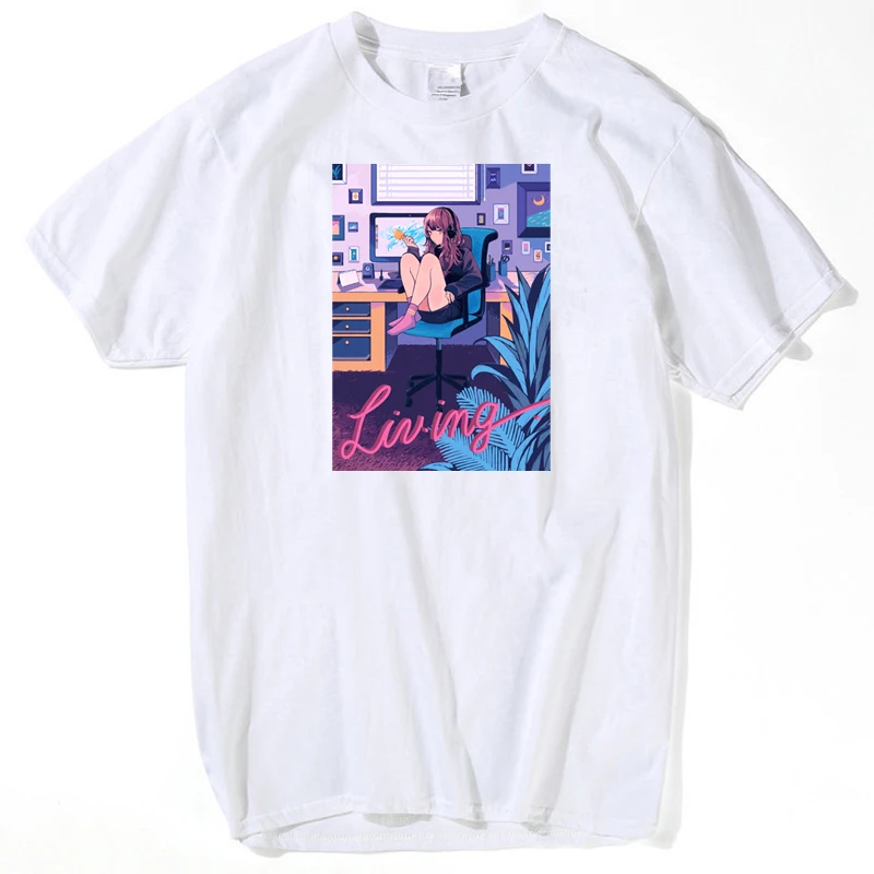 Футболка vaporwave мужские модные футболки белая футболка с круглым вырезом для