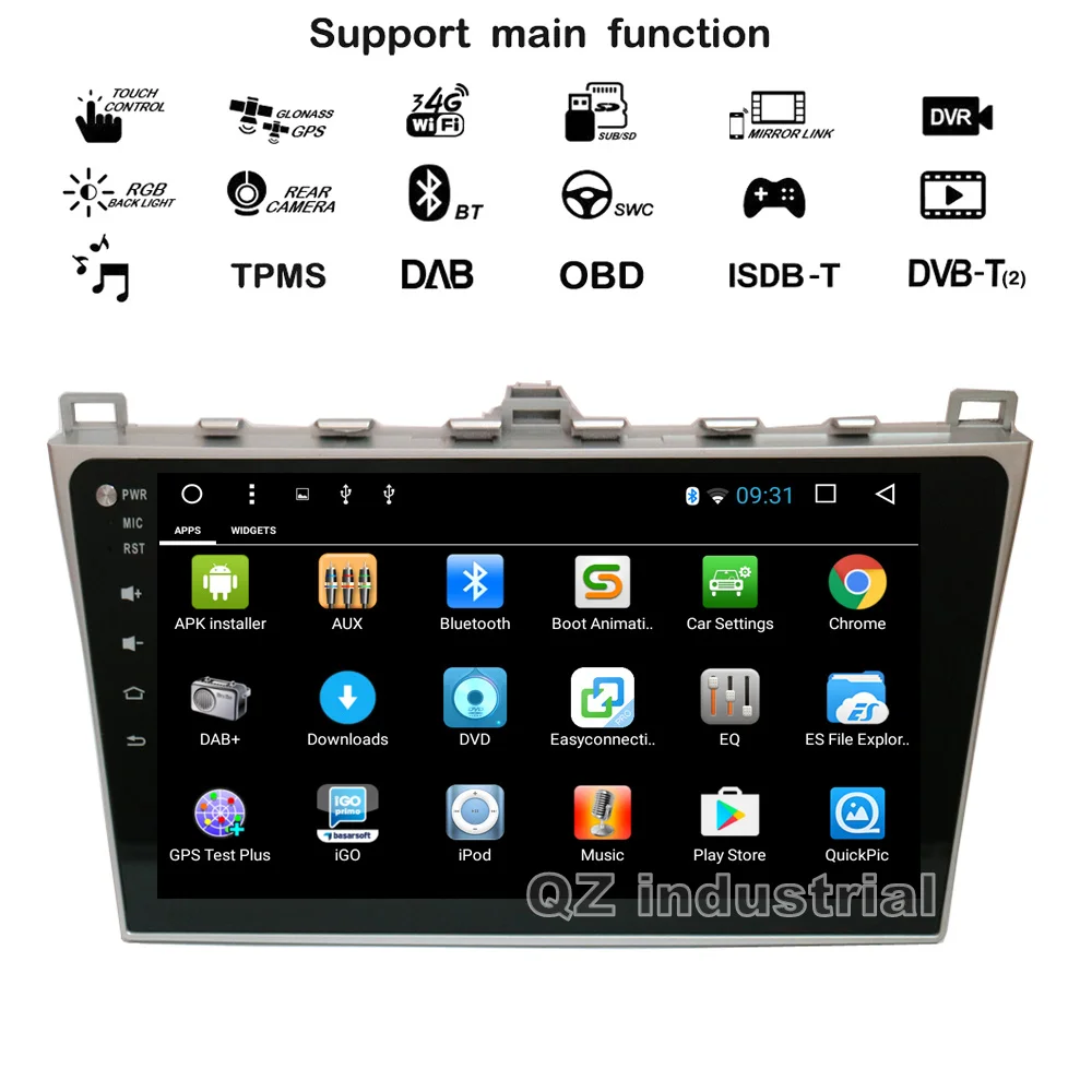 Top QZ industrail HD 10.2" 8core Android 8.1 T8 for MAZDA 6 Car DVD Player 2012-2014 with 3G 4G GPS WIFI BT Radio Navi SWC RDS Map 2