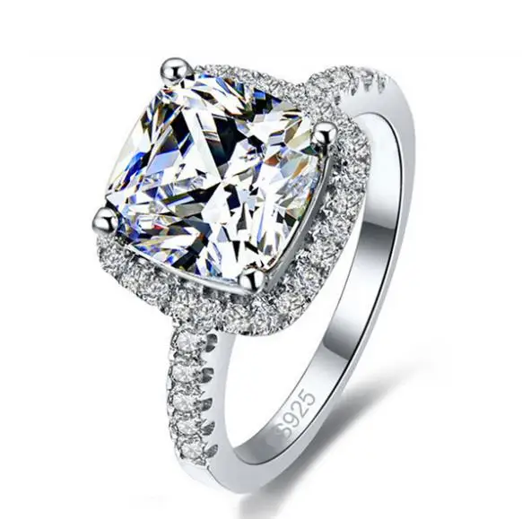 

JEXXI Luxury 925 Sterling Silver Wedding Engagement Rings Square AAA Cubic Zirconia Rings For Bridal Party Jewelry Fast Shipping