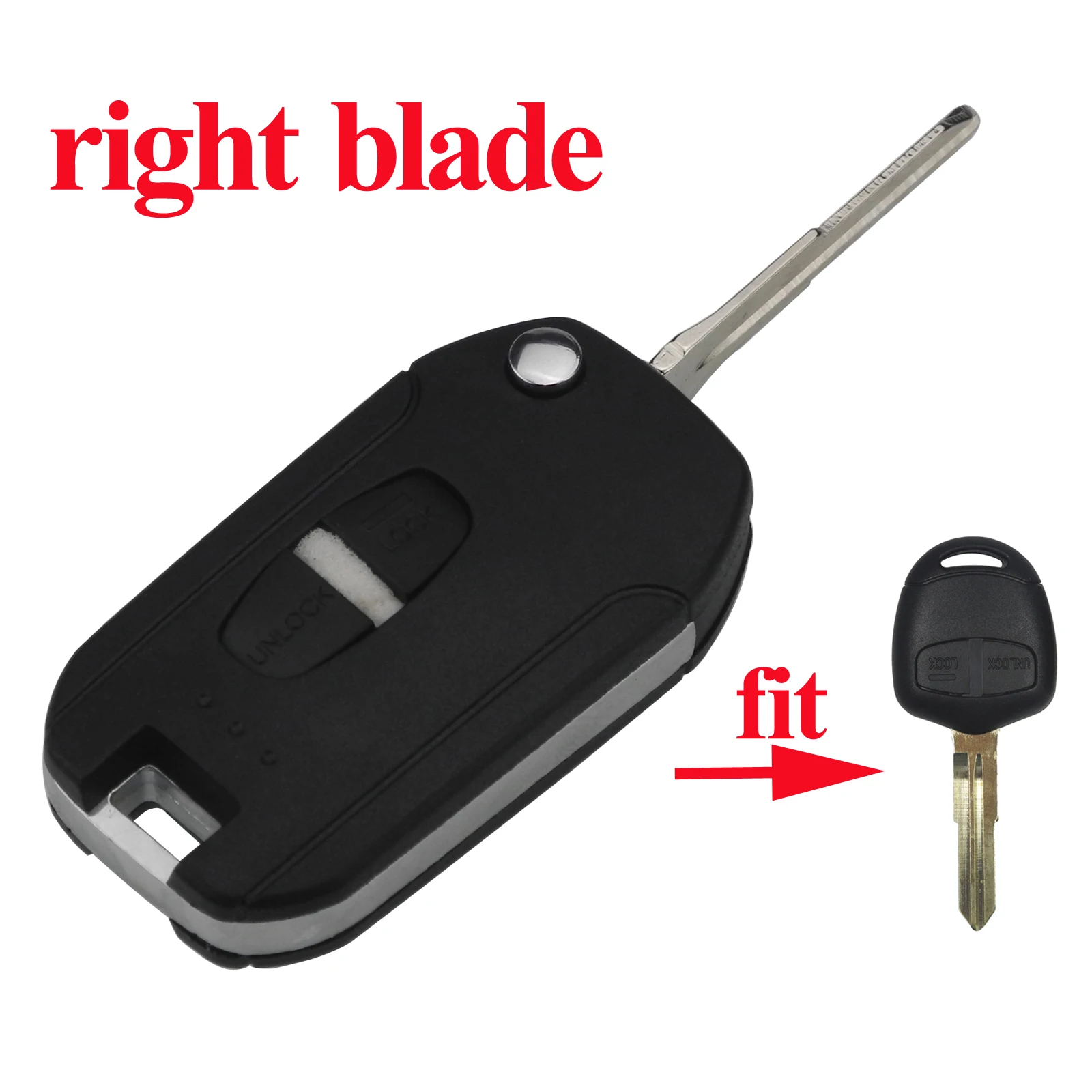 

Right Blade 2 Buttons Folding Flip Car Key Shell Case Cover for Mitsubishi Outlander Lancer Evolution Grandis FOB Remote