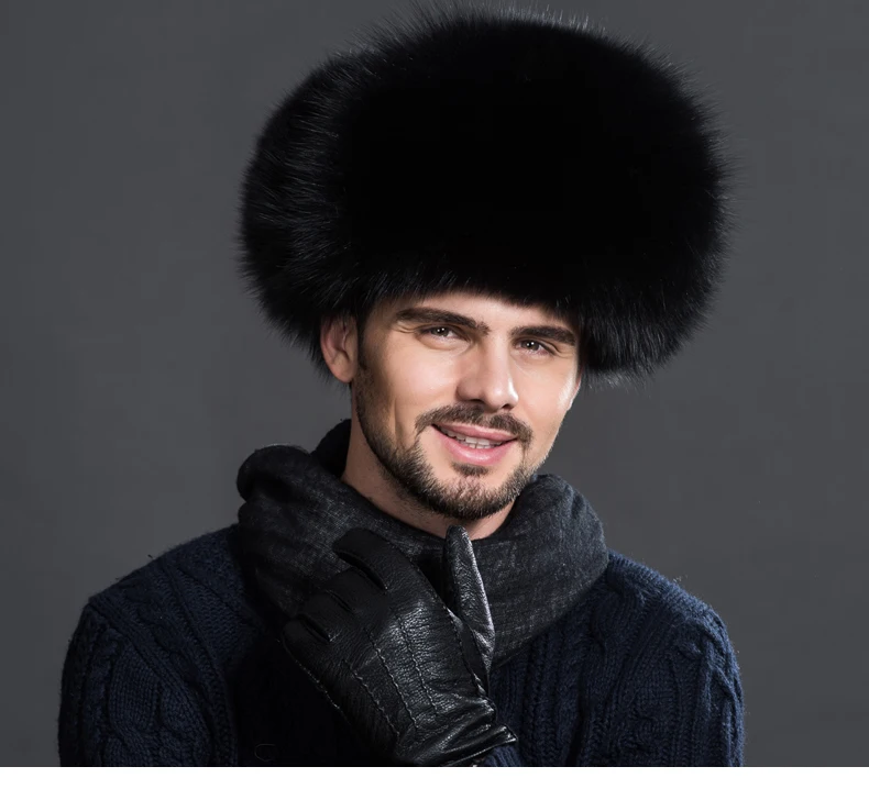 Новые зимние роскошные шапки из натурального Лисьего меха для мужчин брендовая
