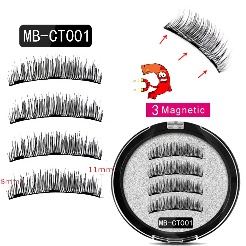 MB магнитные ресницы подводка для глаз с 3 магнитами натуральные накладные ресницы ручной работы 3D норковые ресницы удлинение ресниц MB-CT