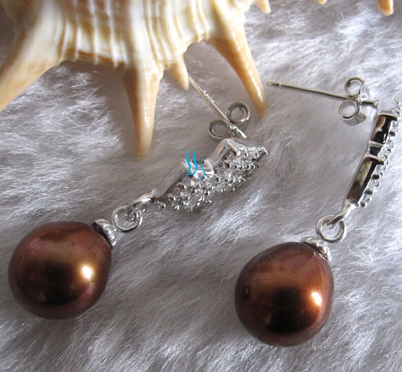

ry00435 Coffee Freshwater Pearl Dangle Earrings