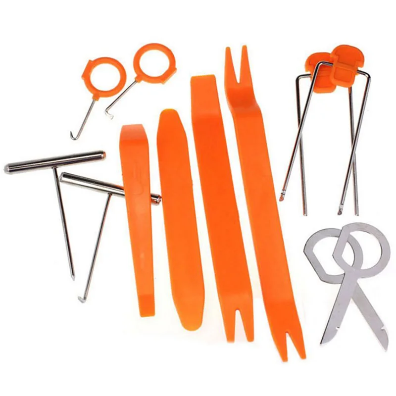 12pcs/set Plastic Car Door Clip Panel Trim Dash Radio Audio Removal Pry Tool Kit