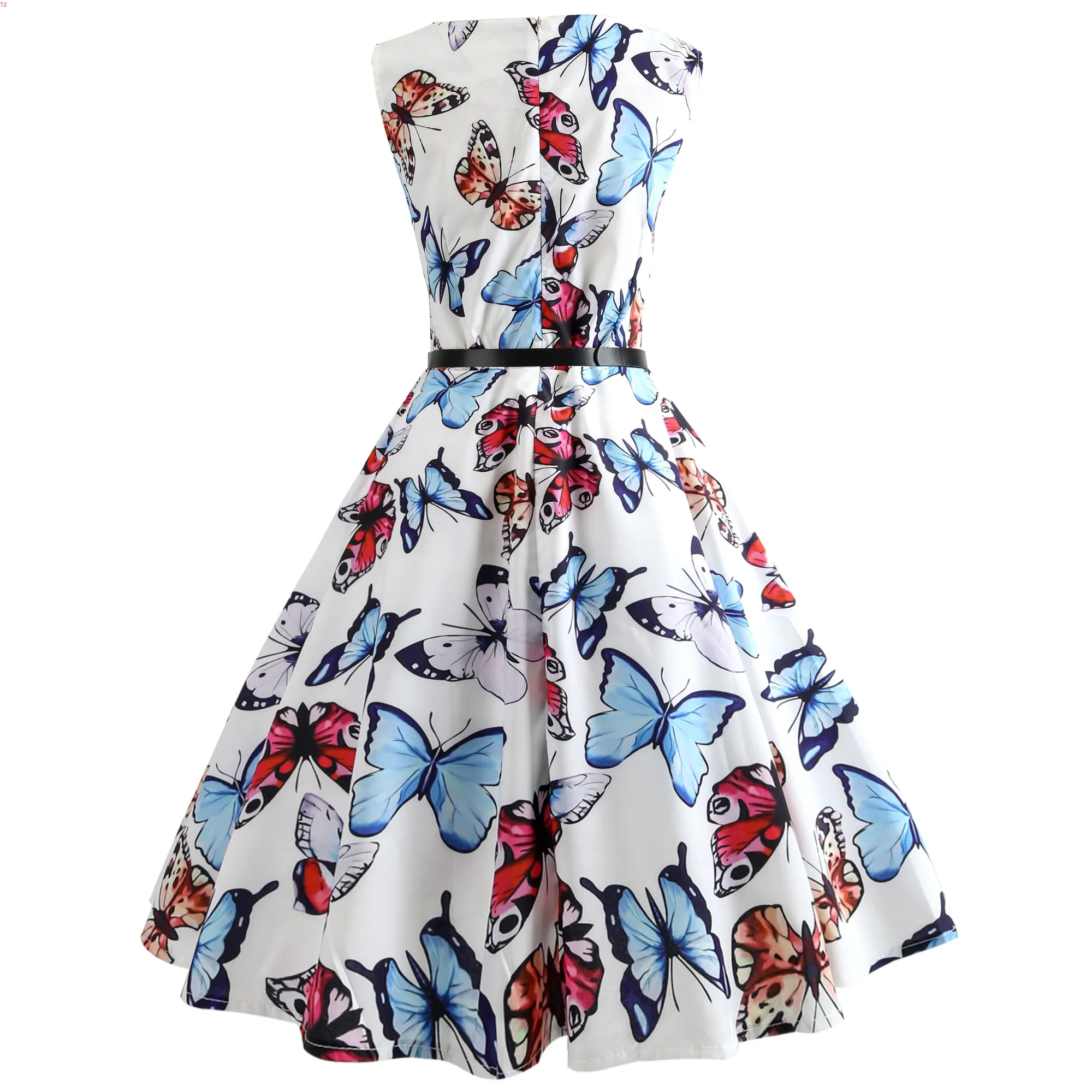 Bebovizi 2018 Новое Элегантное летнее платье с принтом бабочки Одри Хепберн Vestido De Festa