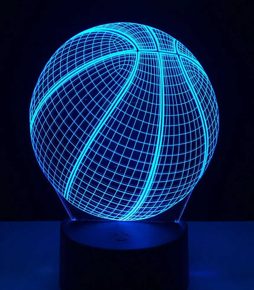 3D светодиодный Ночной светильник, баскетбольная фигурка, 7 цветов, сенсорная Оптическая иллюзия, настольная лампа, украшение дома, модель