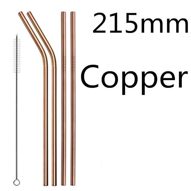 4/8 шт. Многоразовые соломинкой Высокое качество 304 Нержавеющая сталь металлическая соломинка с чистящая щетка для кружек 20/30 унций - Цвет: Copper 215