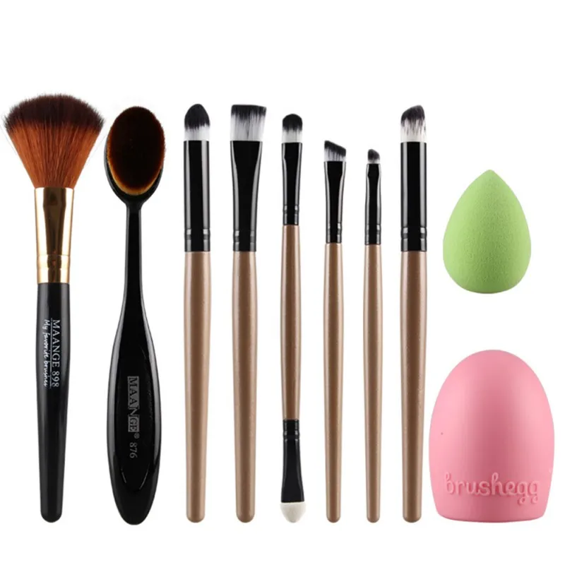 

Pro Cosmetic Foundation Makeup Blush+Oval Toothbrush Brush+Sponge Puff Brushegg Hot Sale