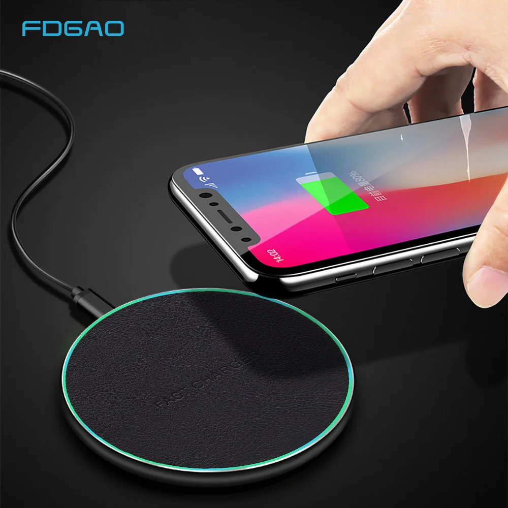 

FDGAO Qi Fast Wireless Charger For iPhone X/XS Max 8 Plus USB Charger Wireless Pad Portable Quick Charging For Samsung S8 S9