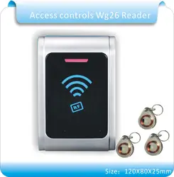 Бесплатная доставка водонепроницаемый Металлический корпус 125 КГЦ RFID Контроля Доступа Card Reader с WG26 порт + 5 шт. кристалл брелки