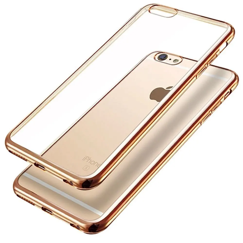 

Luxury Silicone Case for iPhone 6 6s 7 8 Plus X Transparent Plating Cover for iPhone 5s SE 5 Soft TPU Case for iPhone 5 7 8 6s X
