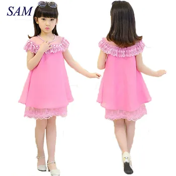 

2019 New Summer Costume Girls Princess Dress Children's Evening Clothing Kids Chiffon Lace Dresses Baby Girl Party Pearl Dress