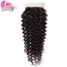 Beauty forever Curly Lace бразильские волосы с закрытием Remy человеческие волосы 4*4 часть 120% плотность натуральный цвет 10-20 дюймов