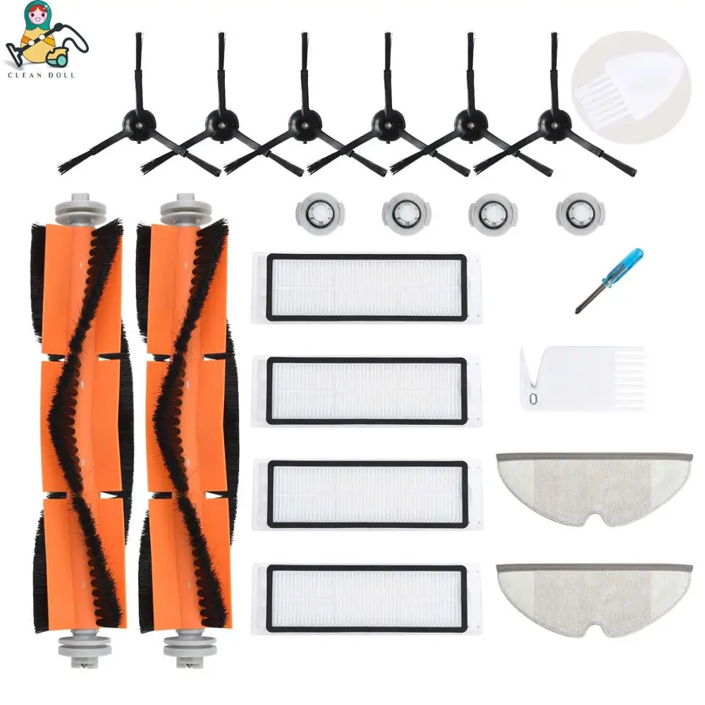 HEPA фильтр швабры ткани основные щетки для Xiaomi Roborock S5 S6 S50 S55 S60 S65 Mijia 1S E25 E35 Xiaowa пылесос аксессуары - Цвет: XM-COM-BK-18PK
