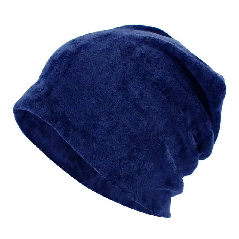 Geebro, Женская велюровая шапка, зимняя, полиэфирная, мягкая, теплая, громоздкая, шапочка для женщин, дам, бархатная, балавака, шапки, JS277M - Цвет: Navy