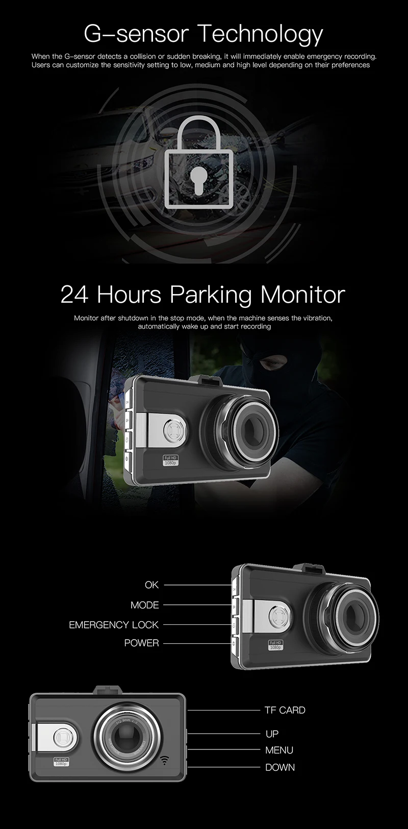 Anytek Q99P Full HD 1080P Dash Cam (4)