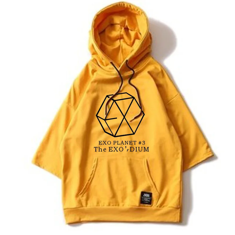 

EXO combination Zhang Yixing Park Chan Lie Bian Yin collective collective aid hooded short-sleeved T-shirt summer student girl