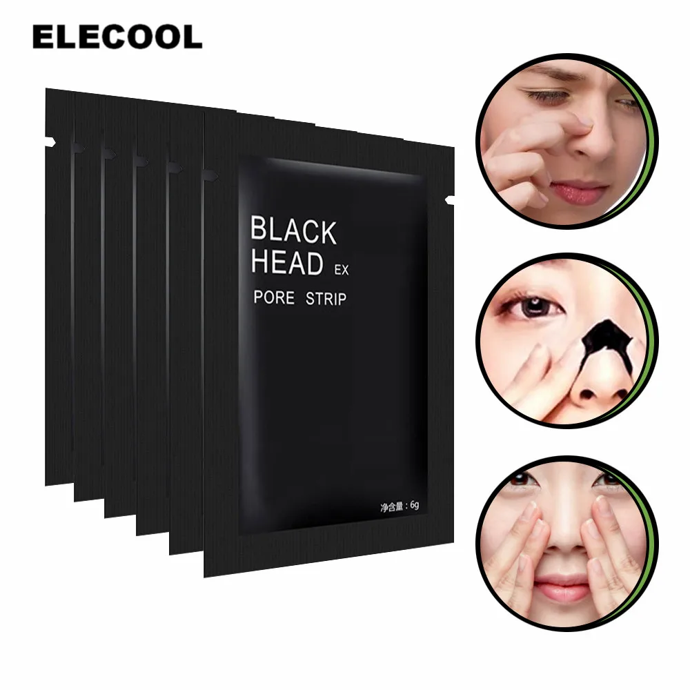 

ELECOOL 1pc blackhead remover Mask Deep face cleansing Black Mud Mask Acne Pore Strip peel off Nose Mak Face Skin Care TSLM2