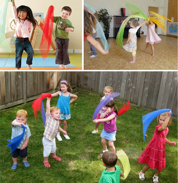 6 colors Children gymnastics scarves for outdoor game toys/ Kids Child parent interactive handkerchief educational toys GYH 6