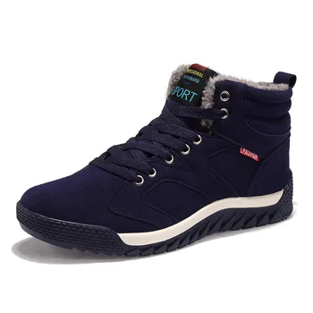 

Skyaxmoto New Winter Men Running shoe Fur Flock Winter Shoes Men Leather Winter Ankle Boots Men Warm Casual Men Boots 39-48