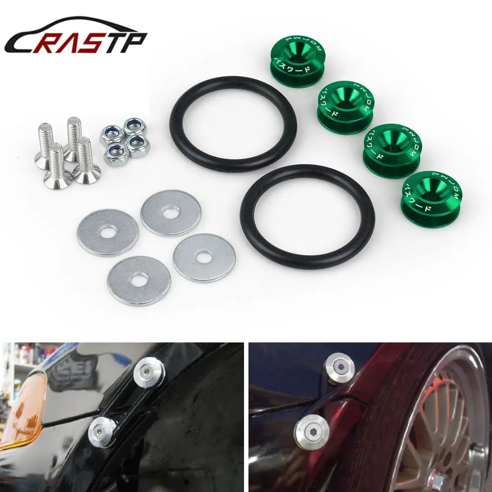 

RASTP-Universal JDM Auto Quick Release Fastener Car Bumper Trunk Fender Fasteners Hatch Lids Assembly Green RS-QRF001