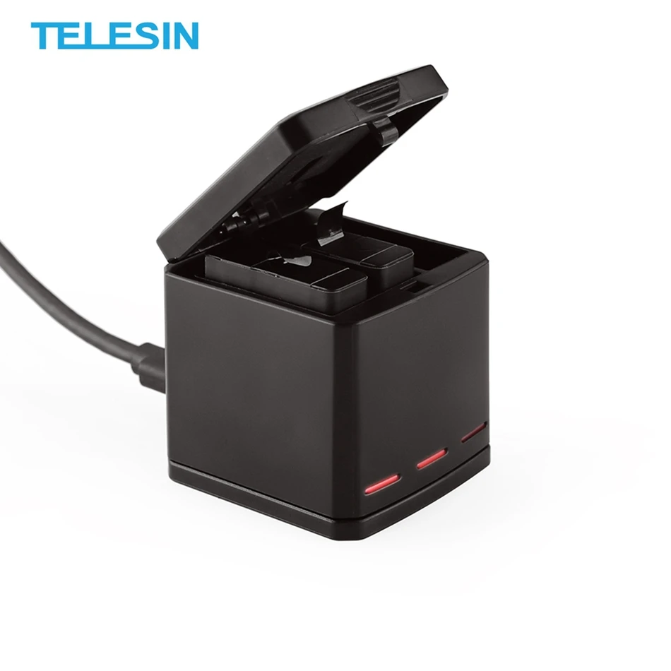 

TELESIN 3-Channel Battery Charger 3 Port Type-C Cable for GoPro Hero 5 6 7 Storage Box for Action Sport Camera Accessorie