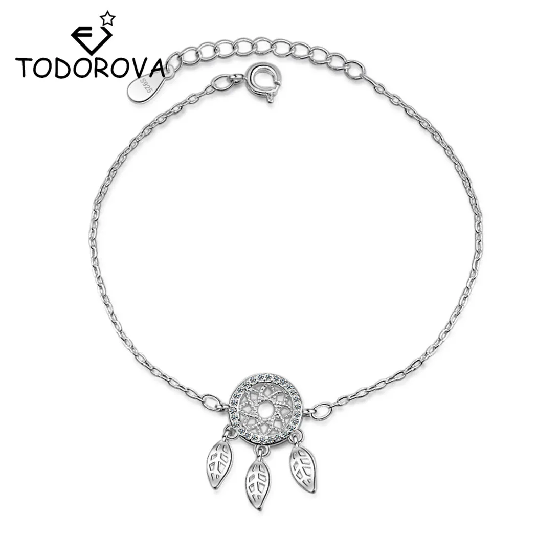 

Todorova Dreamcatcher Charm Bracelet for Women Feather Pendant Crystal CZ Dream Catcher Bracelets & Bangles Delicate Jewelry
