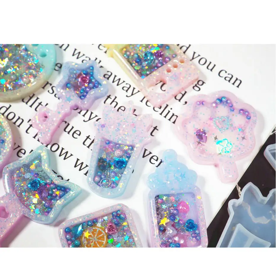Gumball Machine Shaker Silicone Molds Milk Bottle Epoxy Resin Game Shaker Charms Magic Wand DIY Jewelry Craft Tool Oil Syringe
